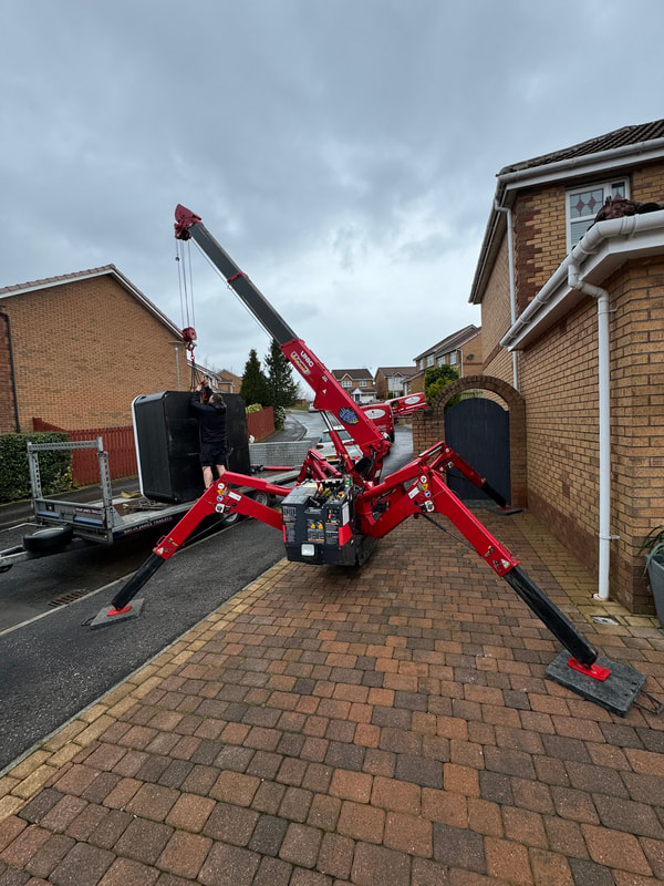 hot tub moving with spider crane